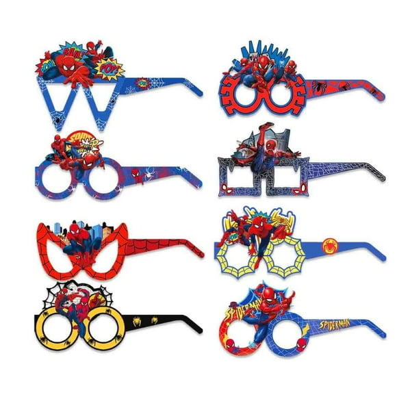 16Pcs Spider Man Themed Glasses, Party Supplies Photo Booth Prop Cartoon Character Cosplay Birthday Gift for Kids.