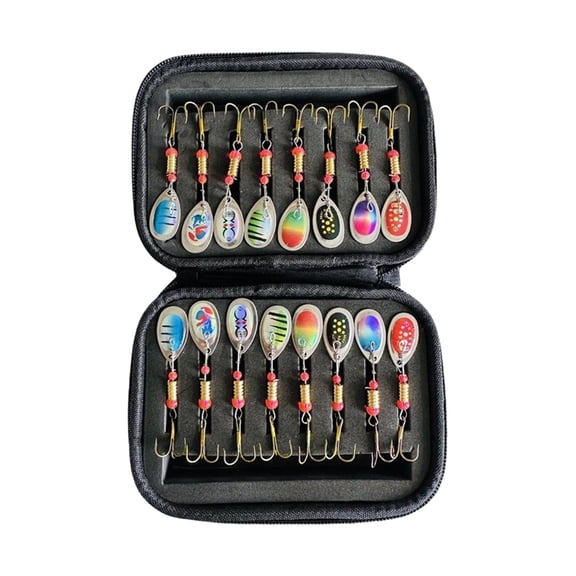 16Pcs Spinner Baits Trouts Fishing Lures Sequins Baits Treble Hook Hard Metal Crankbaits Long Throw Spoon Lures
