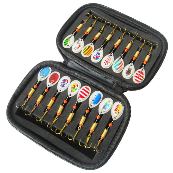 16Pcs Spoon Metal Hard Spinner Baits Fish Lures Spinner Swimbaits Colorful Sequins Lures Baits Treble Hook Fishhooks