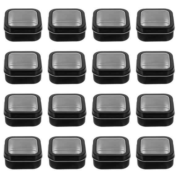 16Pcs Square Iron Tins Empty Candy Box with Clear Window Lid