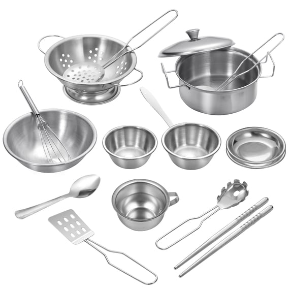 16Pcs Stainless Steel Cookware Set Saucepan Lids Pot Cooking Kitchen