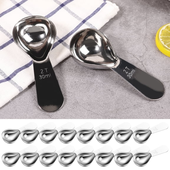 16Pcs Stainless Steel Tablespoon Coffee Scoop 1 oz Metal Short Handle Coffee Bean Ground Measuring Spoon for Tea Sugar Flour Baking