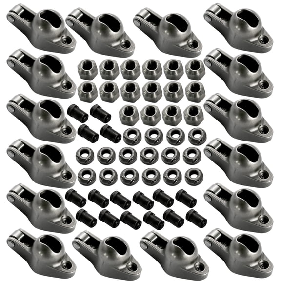16Pcs Steel Roller Rocker Arms for Small Block Chevy 350 1.6 Ratio 3/8" Stud New