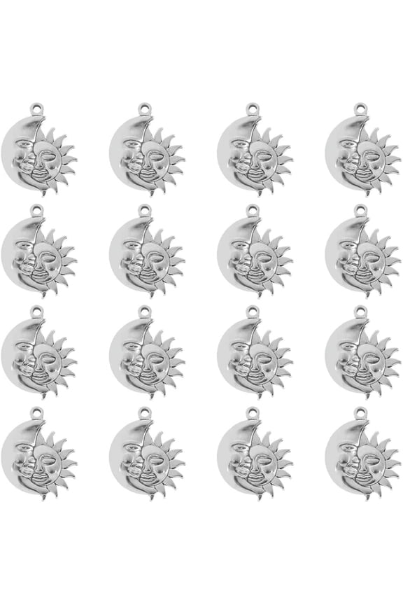 16Pcs Sun Moon Face Charms Half Moon Face Pendants Celestial Lunar Sun Pendants Stainless Steel Pendants Dangle Charms Supplies for Jewelry Craft Making Hole: 2mm