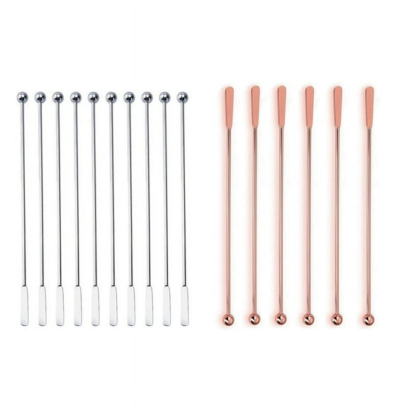 16Pcs Swizzle Sticks Metal - Stainless Steel Mixing Cocktail Coffee Stirrers for Wine Juice 7.5 Inch,10Pcs Silver & 6Pcs Rose Gold,16 * coffee stirrers,Rose gold & Silver