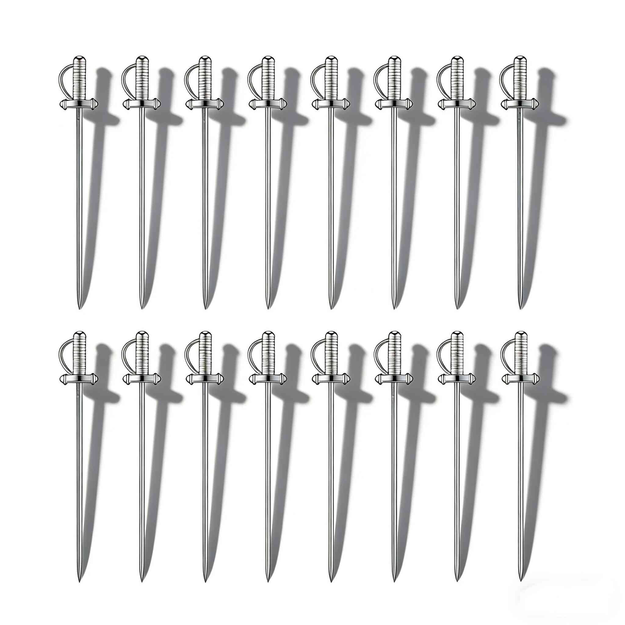 16Pcs Sword-Shaped Stainless Steel Cocktail Picks, 4.3" Reusable Drink ...