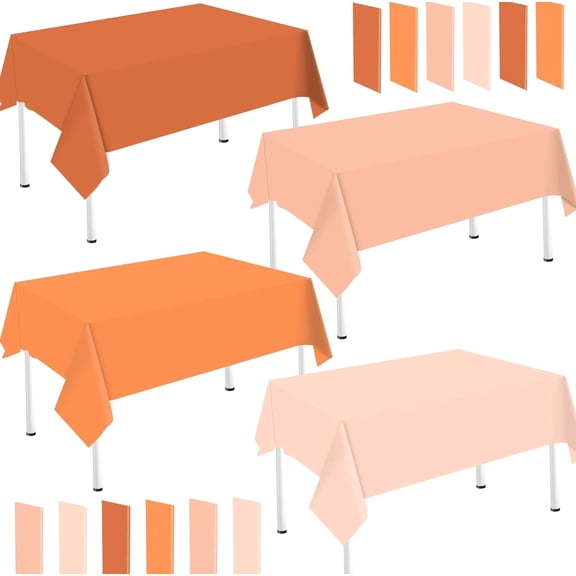 16Pcs Terracotta Plastic Tablecloth 4 Terracotta Colors Rectangle Table Cover 108 Inch, Terracotta