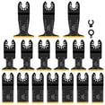 thumbnail image 1 of 16Pcs Titanium Coated Bimetal Oscillating Tool Blade Heat Resistant Vibrating Saw Blade Widen Multi Tool Cutter Kit for Wood, 1 of 11