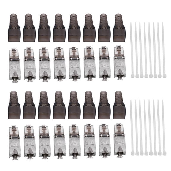 16Pcs Tool-Free Shielded RJ45 Cat 7 Termination Plug Cat7 Plug / Cat7 Connector Connectors Modular 23/24AWG-Black