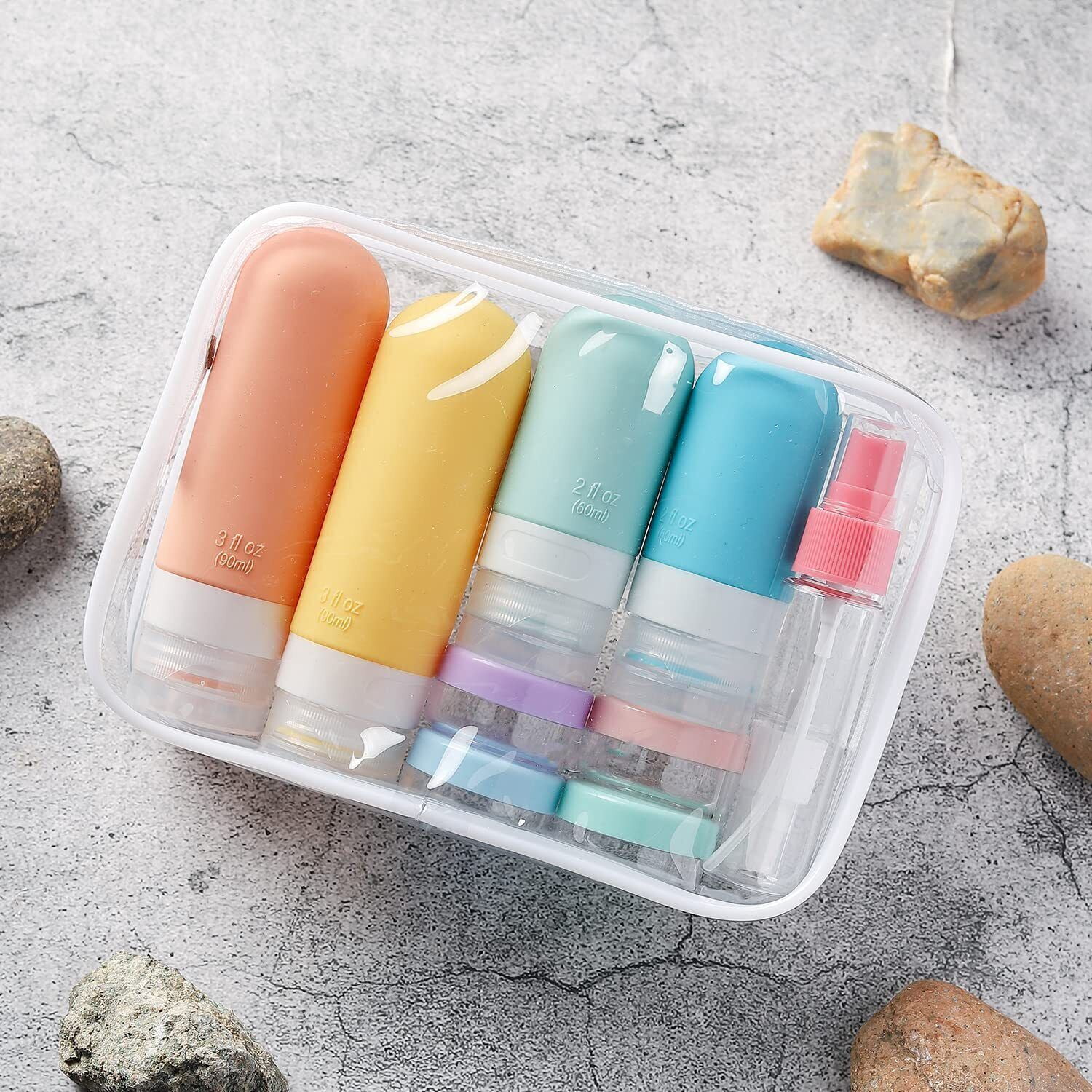16Pcs Travel Bottles Set-TSA Approved Leak Proof Silicone Squeezable ...