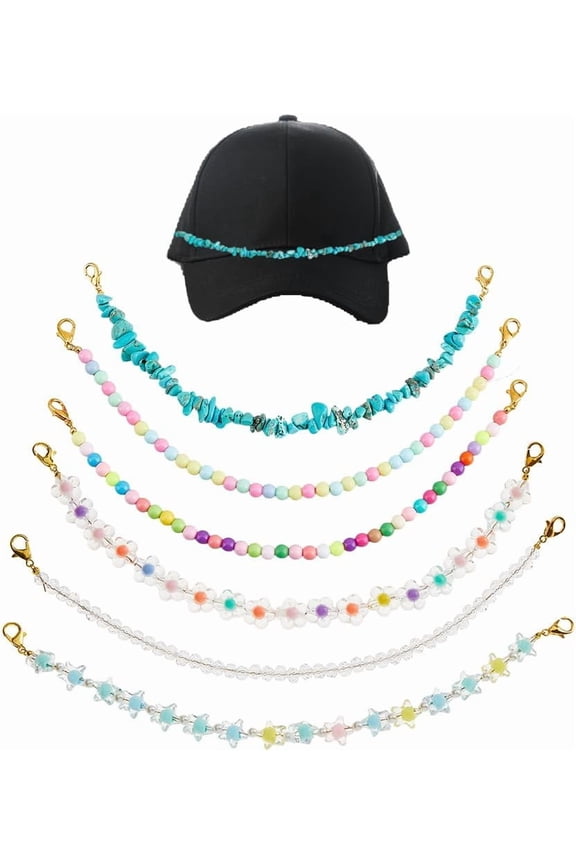 16Pcs Trucker Hat Chains 25cm/9.8" Baseball Cap Chains 8 Styles Hat Bill Decoration Charms Mesh Baseball Cap Charms Accessories for Women Man for Women Men DIY Mesh Caps Hats Decor Colorful