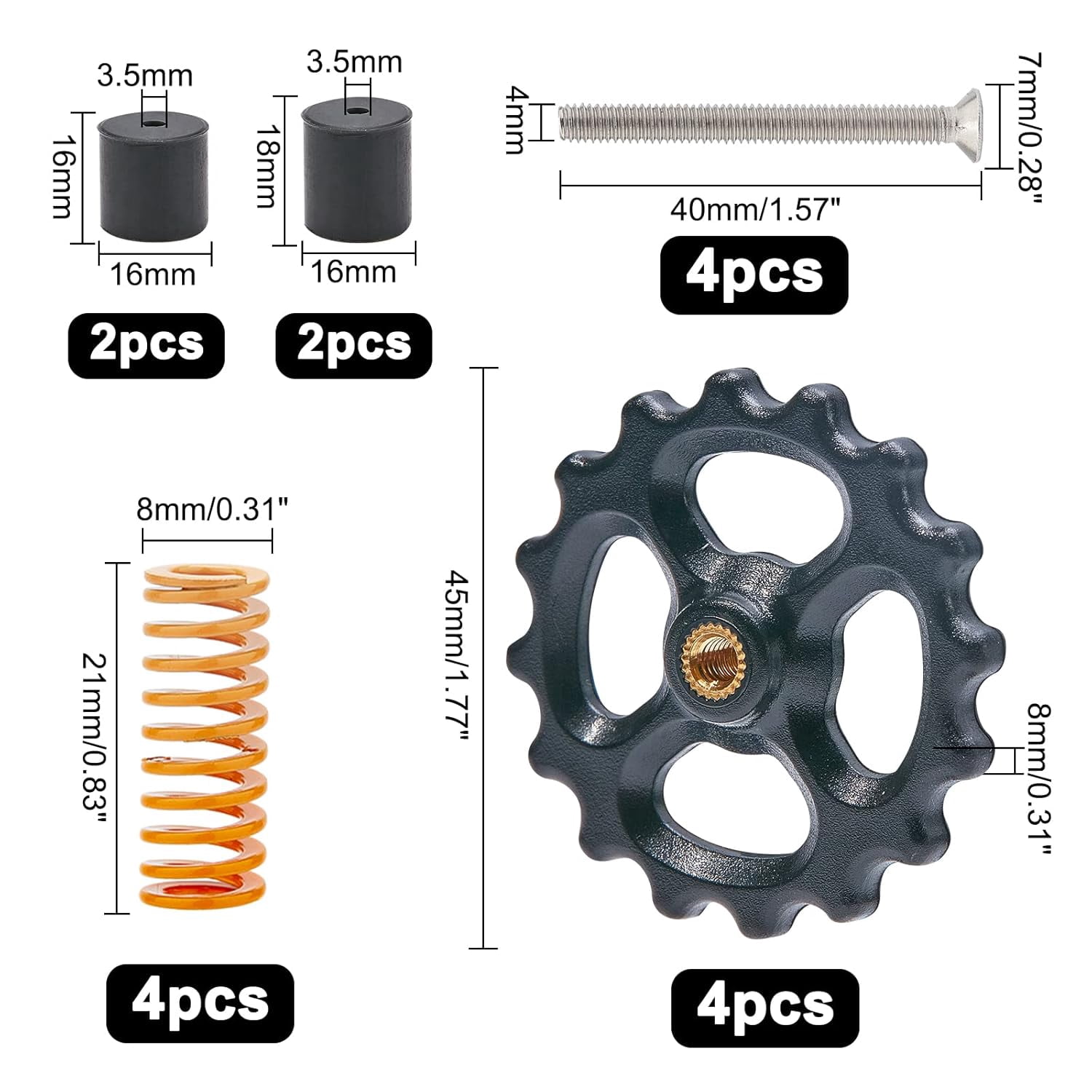 16Pcs Upgraded Hand Twist Leveling Nut 3D Printer Silicone Column ...