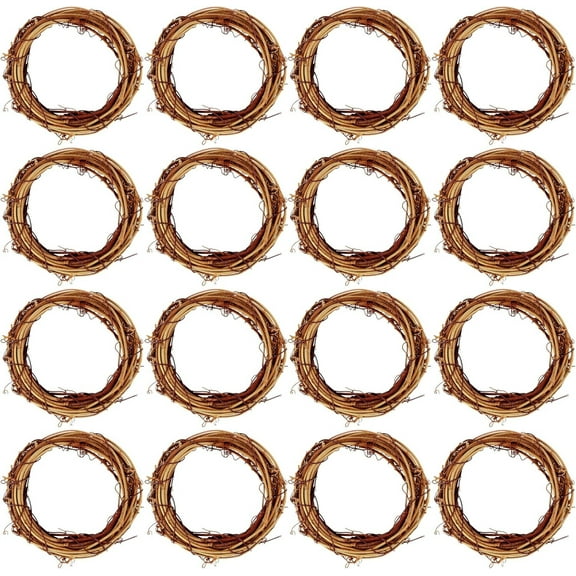 16Pcs Vine Branch Wreath,3.9In Christmas DIY Grapevine Garland Decoration for Party Decors,Vine Branch Christmas Wreath