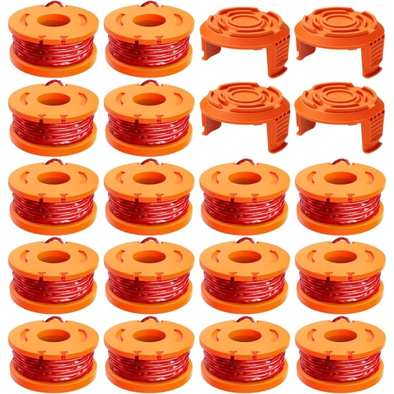 16Pcs WA0010 Weed Eater Line and 4 Cap, 10 ft/0.065 inch Trimmer String Refills Parts, Worx Compatible