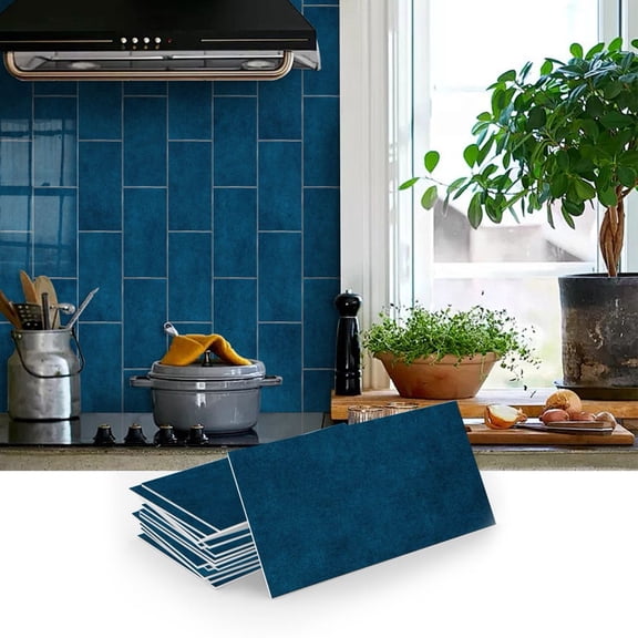 16Pcs Waterproof Peel and Stick Tiles Stickers Wall Decals Blue 4" x 8" Foaming Board Vinyl Kitchen Backsplash DIY Decor Sticker