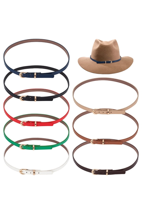 16Pcs Western Hat Bands with Alloy Accents Adjustable Cowboy Hat Bands 8 Color Leather Straps Western Party Accessories for Men Women 26.5x0.4inch