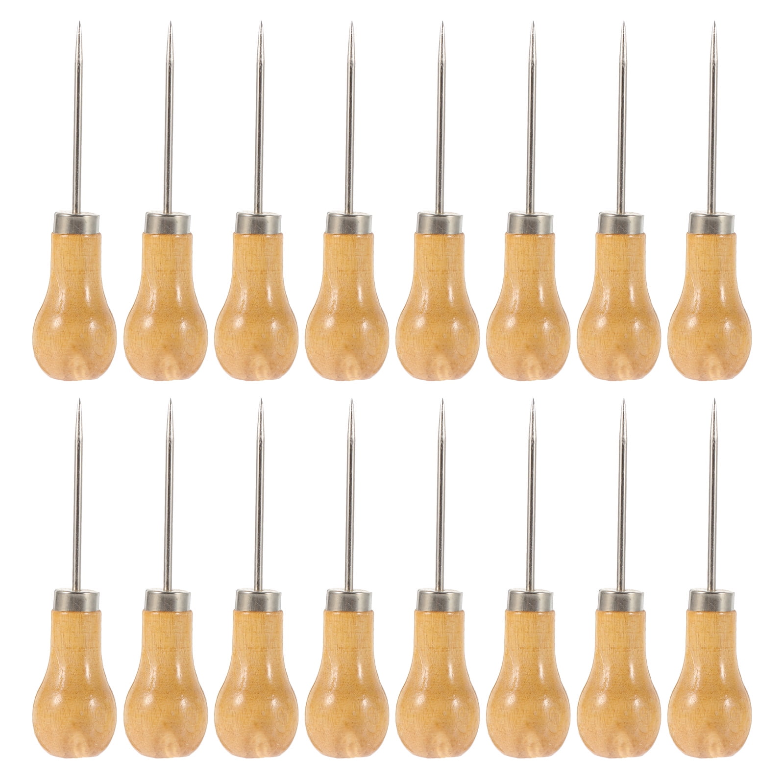 16Pcs Wooden Handle Scratch Awls DIY Sewing Awls For Leather Hole Punch