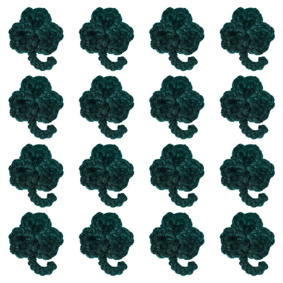 16Pcs Woolen Yarn Crochet Woolen Yarn Crochet Clover Sea Green 30x26.5x6mm