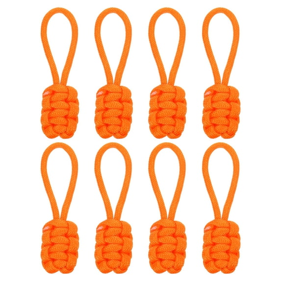 16Pcs Zipper Pulls Replacement, 80 x 3mm Polypropylene Rope Zipper Heads, Orange