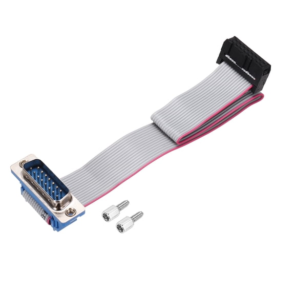 16Pin Flat Ribbon Cable Gray DB15 Male to FC-16P 2.54mm Pitch 20cm Length DB Serial Port Cable for Computer, LED Display, DVD with 2 Screws