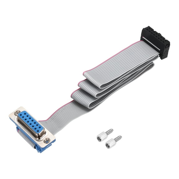 16Pin IDC Wire Flat Ribbon Cable DB15 Female to FC-16 Female Connector 2.54mm Pitch 50cm Length 2pcs