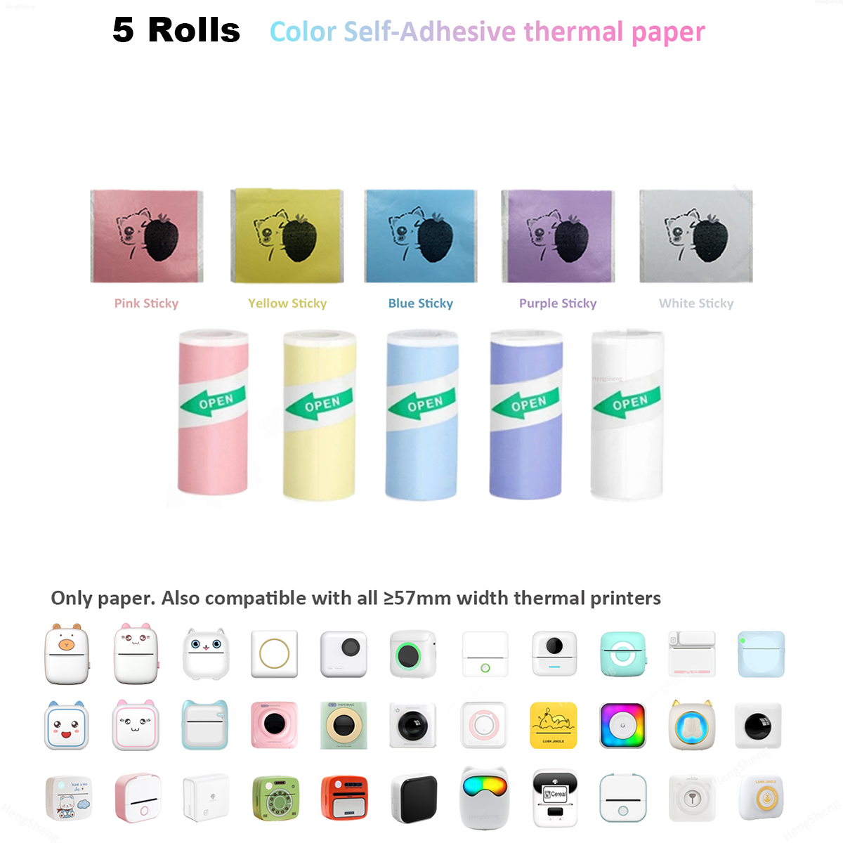 KIMISS 10 Roll Mini Sticker Printer Paper - 57x25mm Thermal Paper For Portable Label Printers, Photos, Notes