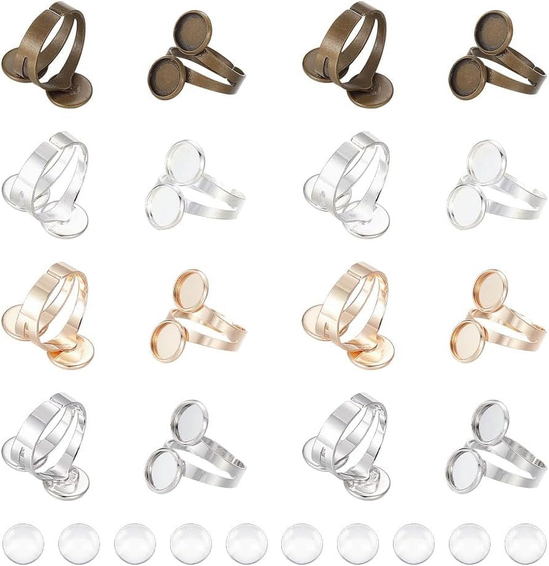 Pad Ring Base 16Sets 3 Colors Cuff Ring Making Kit Size 10~11 Open Cuff Ring Bezel ...