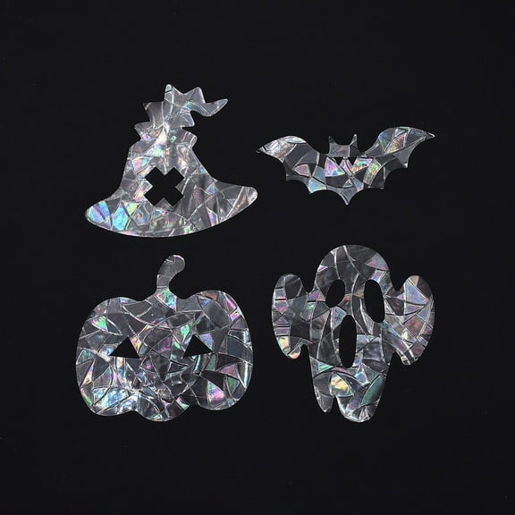 16Sheets Waterproof PVC Colored Laser Stained Window Film Adhesive Stickers Electrostatic Window Stickers Colorful Themed Pattern 6~12x10.5~12cm