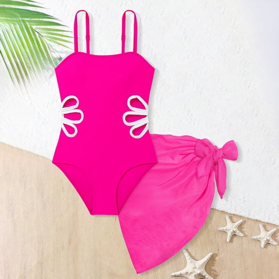 16T Girl Swimsuits Swimsuits For Girls Cut Out One Piece Bathing Suit Adjustable Straps Swimwear with Cover Up Skirt