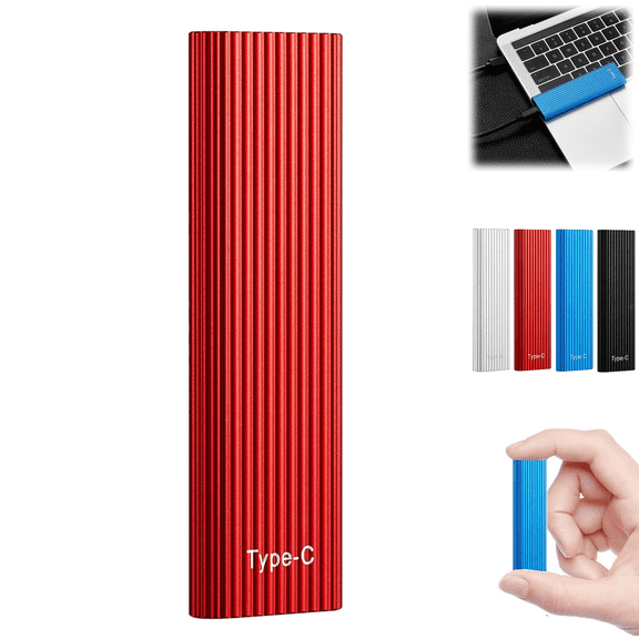 16TB Mini Portable External USB Hard Drive, Slim Memory Expansion Device for Storage and Backup, Compatible with PC and Laptop Computers,Red