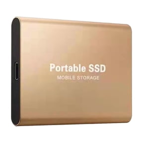 16TB Portable External SSD USB 3.1 Hard Drive – Metallic Enclosure, OTG-Compatible for Laptop, Phone, Tablet & Gaming Console.Gold