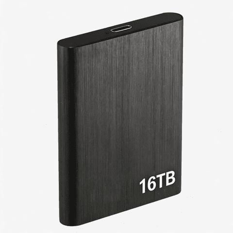 16TB Portable External USB 3.0 Hard Drive, Slim Memory Expansion Device for Storage and Backup, Compatible with PC and Laptop Computers,Black