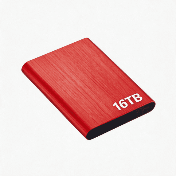 16TB Portable External USB 3.0 Hard Drive, Slim Memory Expansion Device for Storage and Backup, Compatible with PC and Laptop Computers,Red
