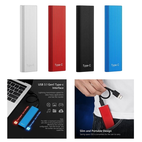 16TB Portable SSD External Hard Drive USB 3.1 & USB-C,, Shockproof Metal Enclosure for Content Creators, Photographers, and Professionals