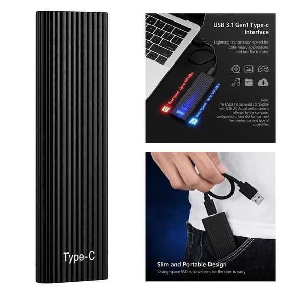 16TB Portable SSD External Solid State Drive – 430MB/s Read Speed, USB 3.1 Gen 1 & USB-C, Shockproof Drop-Resistant Metal Enclosure for Content Creators, Photographers, Gamers