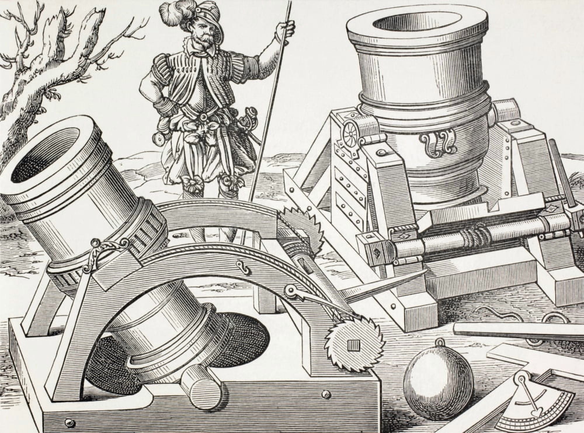 16Th Century Mortars On Moveable Carriages From Military And Religious Life In The Middle Ages By Paul Lacroix Published London Circa 1880 Canvas Art - Ken Welsh Design Pics (17 x 12)