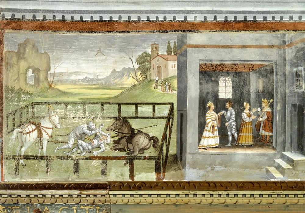 16Thc Frescoes From Palazzo Besta Canvas Art - (36 x 24)