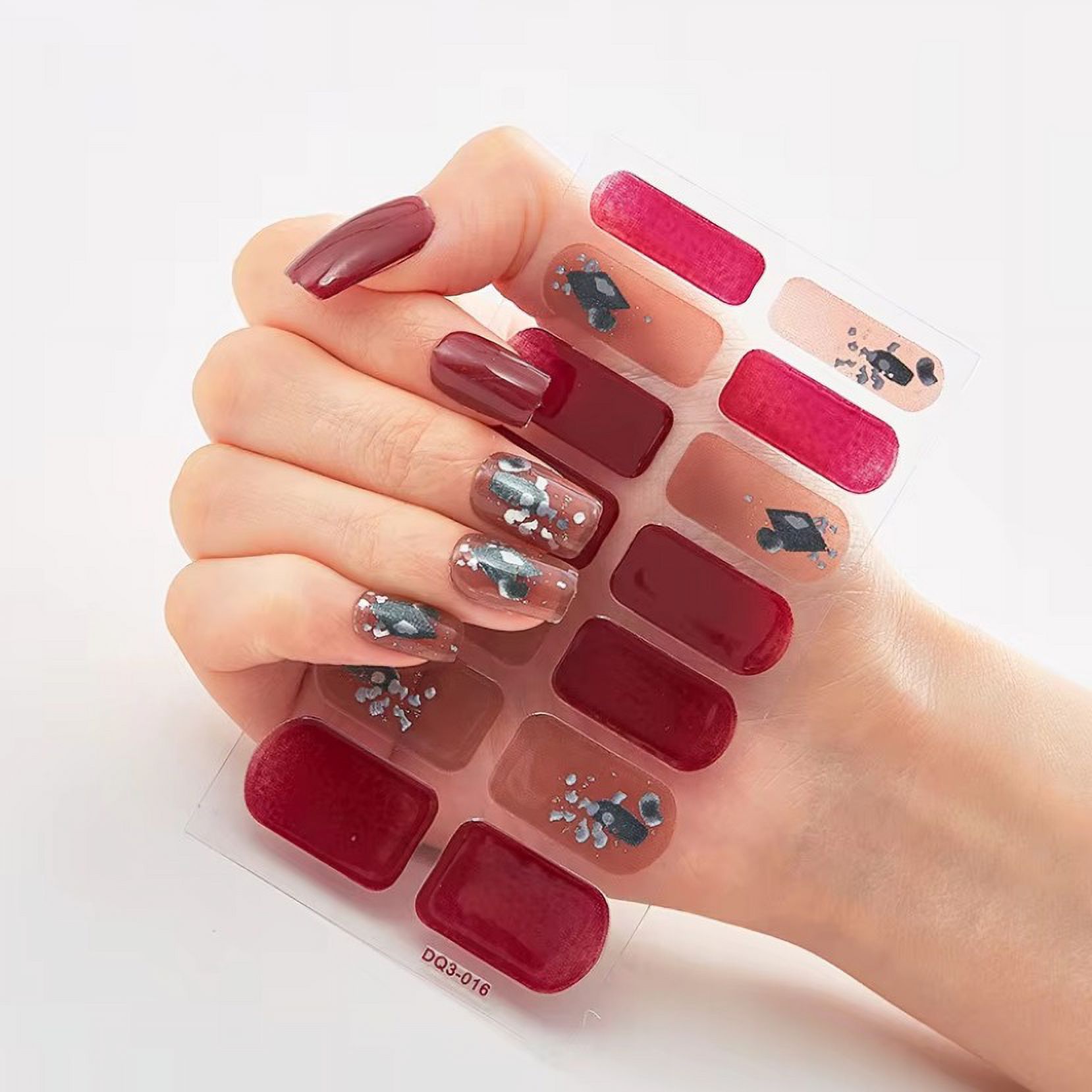 16Tips SemiCured Gel Nail Sticker Pure Color UV/LED Lamp Gel Nail