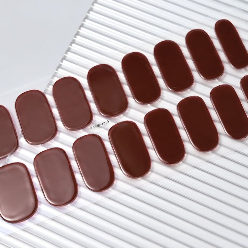 16Tips Semi-Cured Gel Nail Sticker Pure Color UV/LED Lamp Gel Nail Polish Wraps Long-Lasting Full Cover Gel Sticker Nail Decor # #