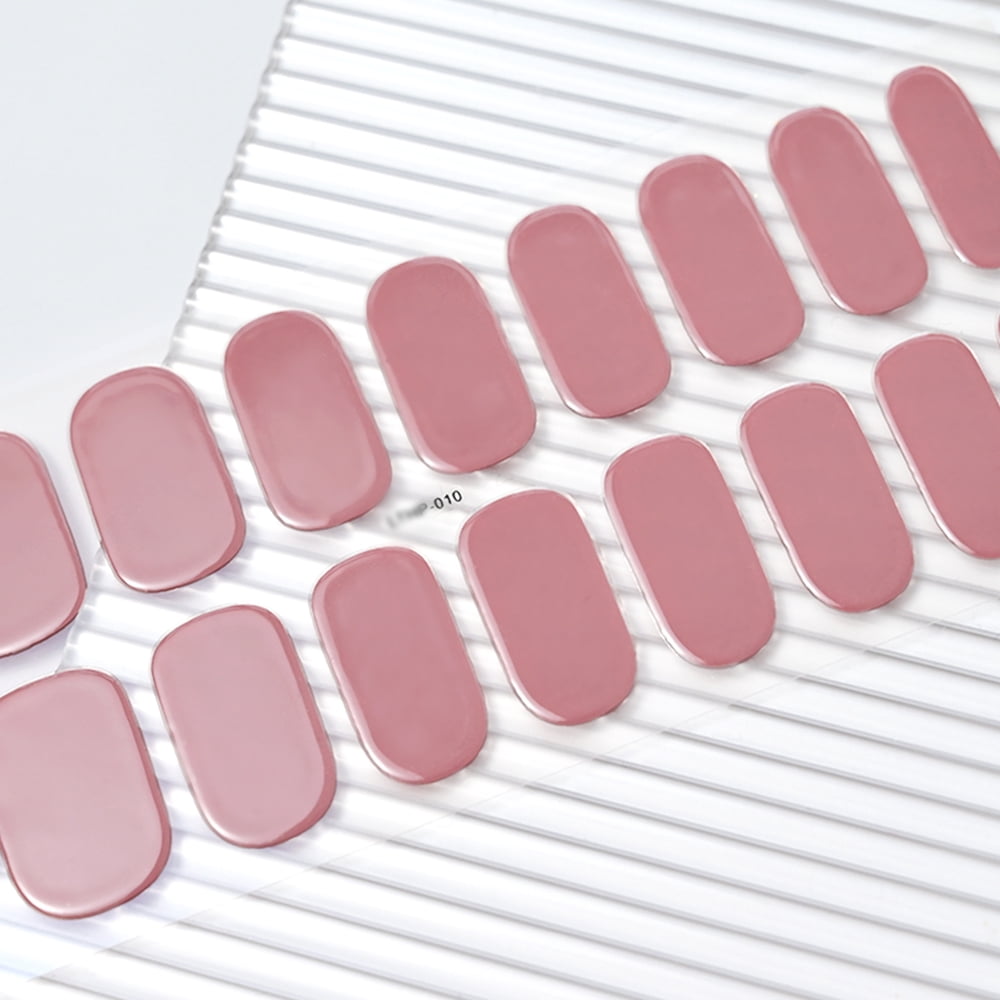 16Tips Semi-Cured Gel Nail Sticker Pure Color UV/LED Lamp Gel Nail Polish Wraps Long-Lasting Full Cover Gel Sticker Nail Decor # #