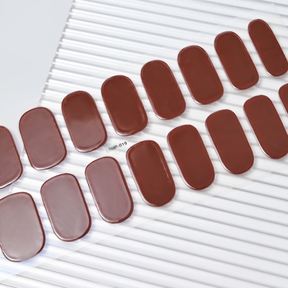 16Tips Semi-Cured Gel Nail Sticker Pure Color UV/LED Lamp Gel Nail Polish Wraps Long-Lasting Full Cover Gel Sticker Nail Decor # #