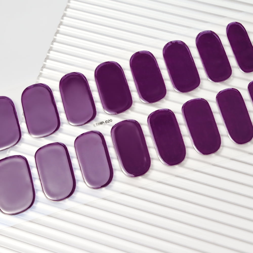16Tips Semi-Cured Gel Nail Sticker Pure Color UV/LED Lamp Gel Nail Polish Wraps Long-Lasting Full Cover Gel Sticker Nail Decor # #