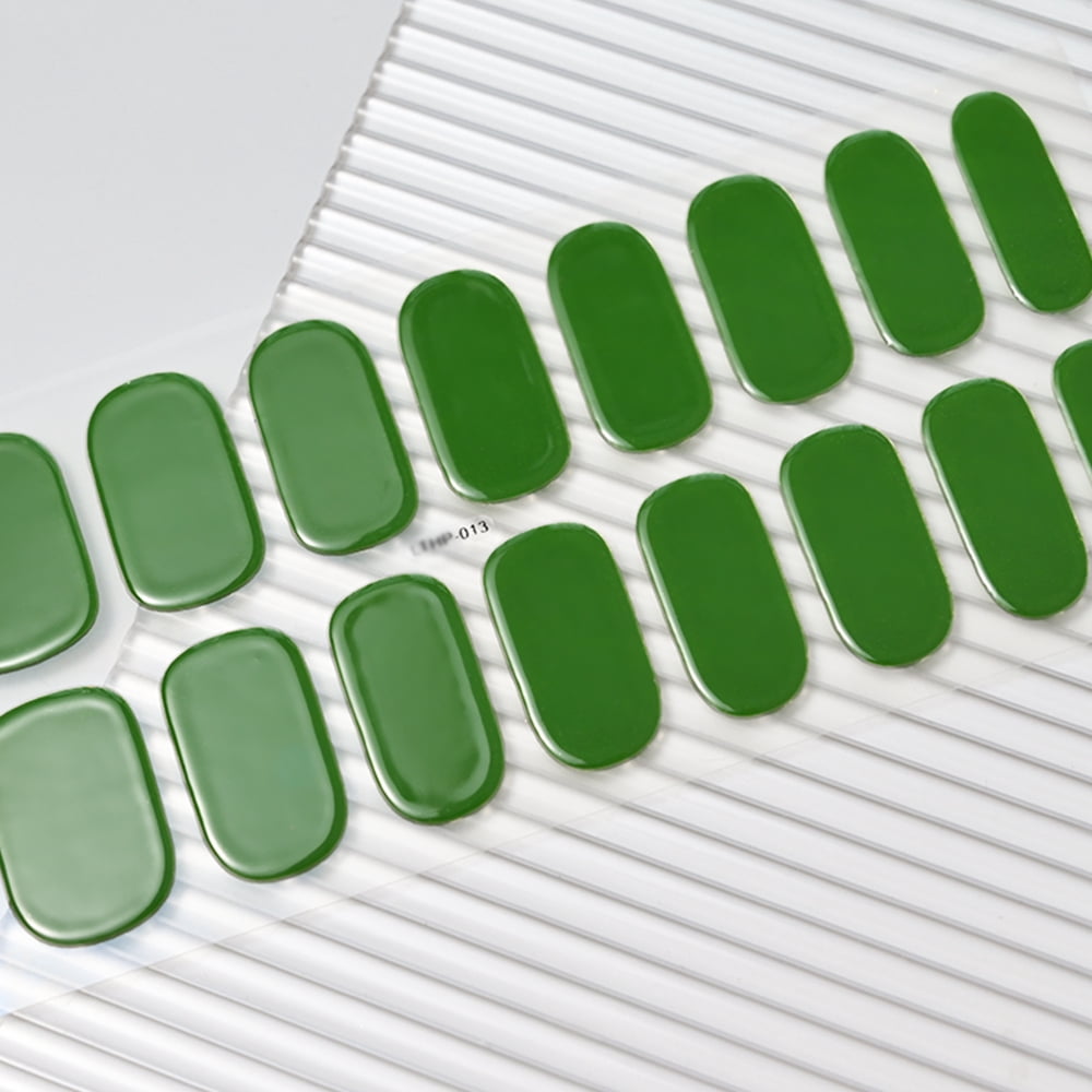 16Tips Semi-Cured Gel Nail Sticker Pure Color UV/LED Lamp Gel Nail Polish Wraps Long-Lasting Full Cover Gel Sticker Nail Decor # #
