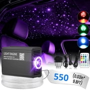 16W 550pcs 9.8ft Car Home Starlight Headliner Kit, Twinkle & Sound Activate RGBW Fiber Optic Lights with APP & Remote Control, Star Lights for Car/Home/Party Ceiling Decoration