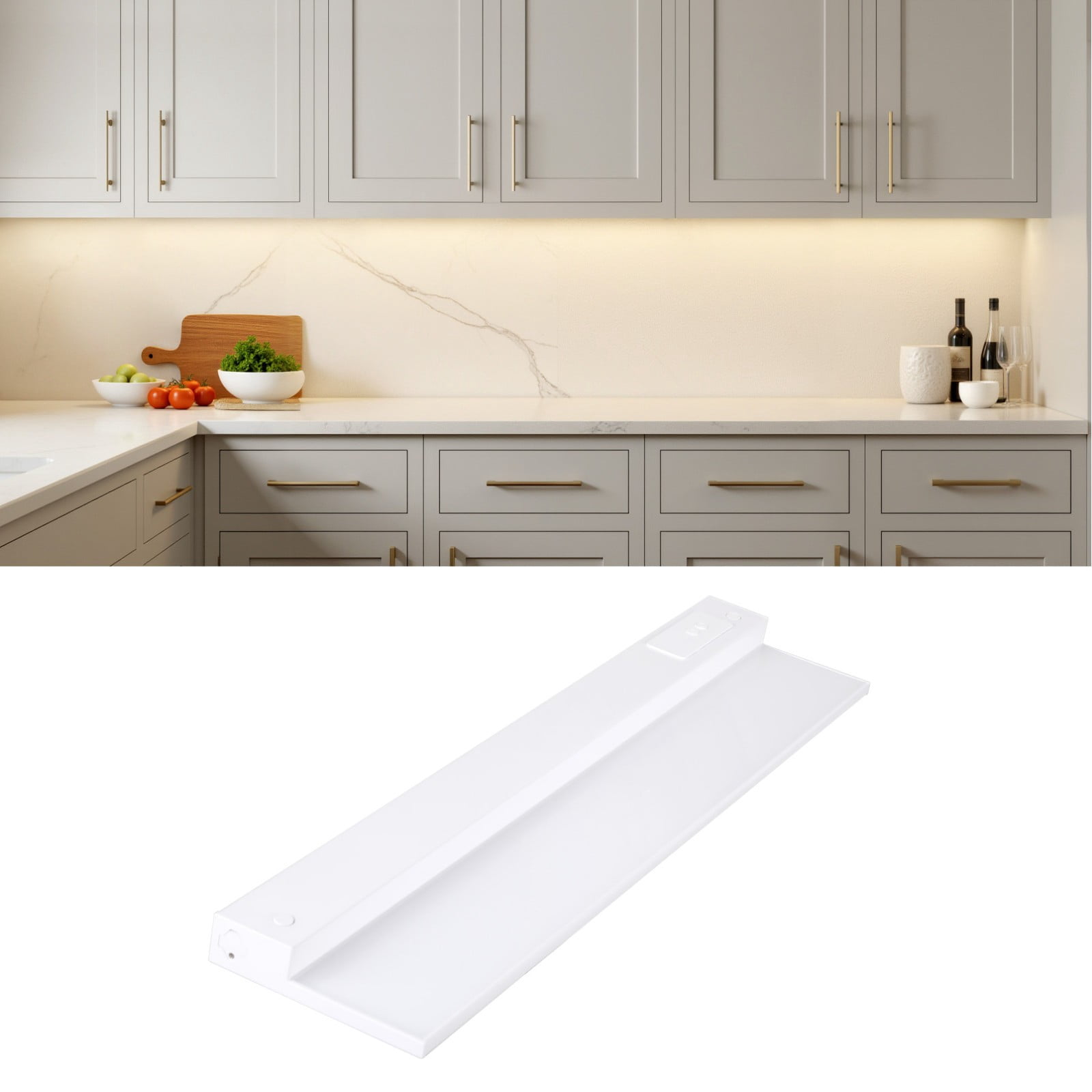 16W 5CCT LED Under Cabinet Lighting Fits 24-Inch Cabinets, Hardwired & Plug-In, 120V Ultra-Slim Linkable Dimmable Under Counter Lights, 2700K/3000K/35000K/4000K/5000K Selectable