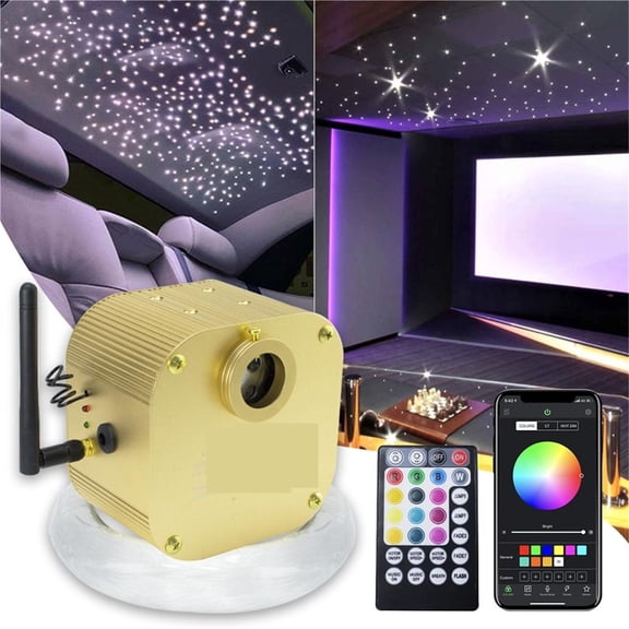 16W RGBW Twinkle Fiber Optic Star Ceiling Light Kit Mixed 335pcs End Glow Fiber Music Control Starry Sky Car Roof Star Ceiling