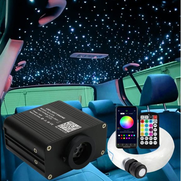 16W Twinkle & Sound Activate 150 count*0.03in*6.5ft Fiber Optic Starlight Headliner Kits for Ceiling Sky Decoration, APP& Remote Control Light Engine End Glow Fiber Strands