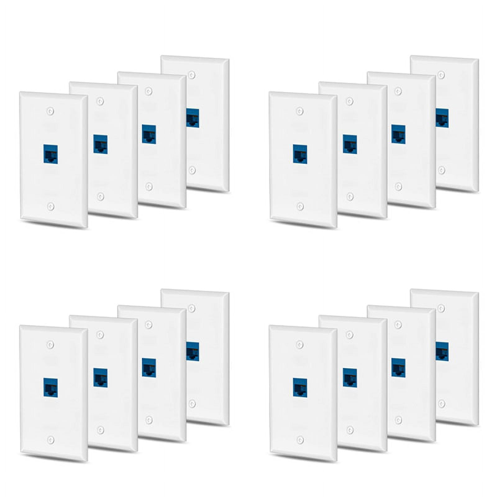 16X Cat6 Wall Plate Outlet 1 Port RJ45 Network Female to