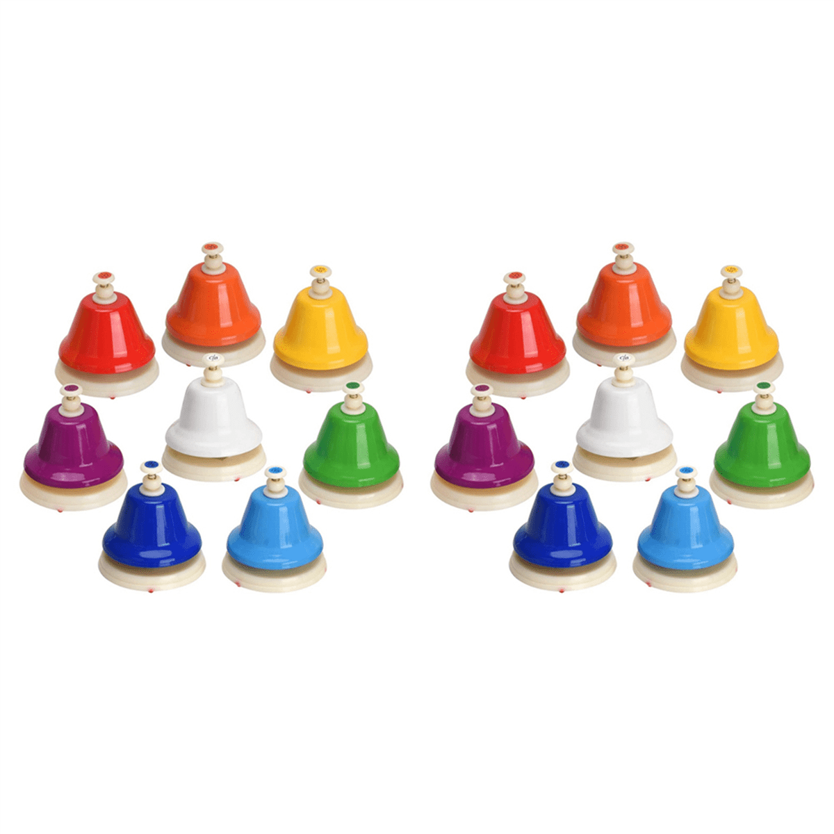 16X Desk Bells, 8 Notes Diatonic Metal Hand Bells, Rainbow Music Bells