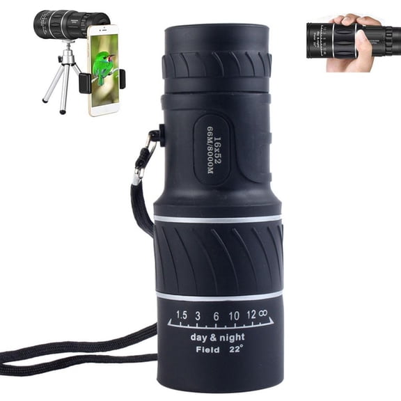 16X HD Monocular Telescope With Phone Adapter 8000M Day & Night Vision BAK4 Scope Lens Prism Pocket FMC For Bird Watching